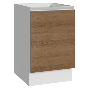 Balcão de Cozinha 50cm 1 Porta (Sem Tampo) Branco/Rustic Glamy Madesa