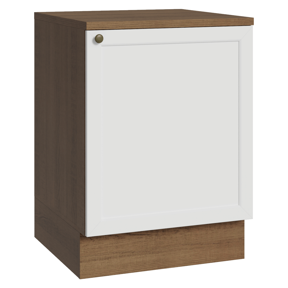 Balcão de Cozinha 60 cm 1 Porta Rustic/Branco Vik Madesa