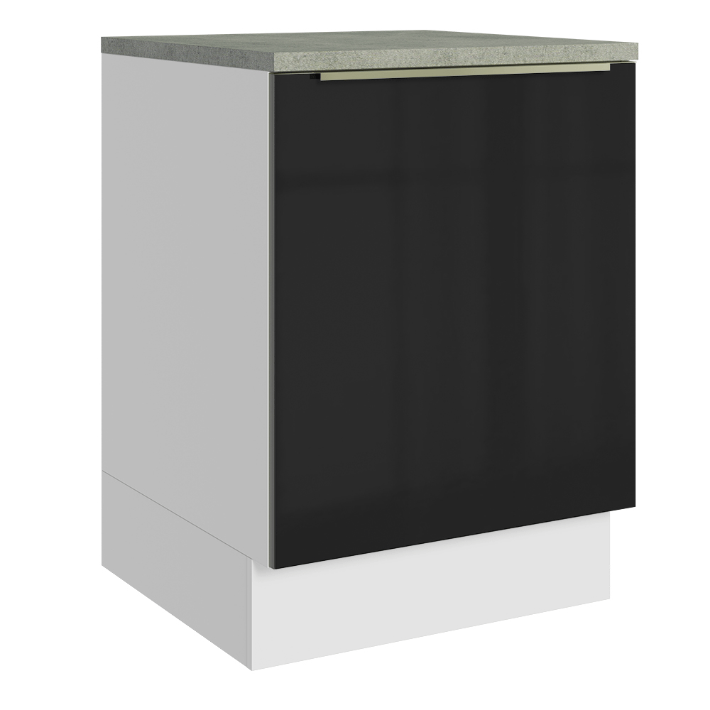 Balcão de Cozinha 60 cm 1 Porta Branco/Preto Lux Madesa