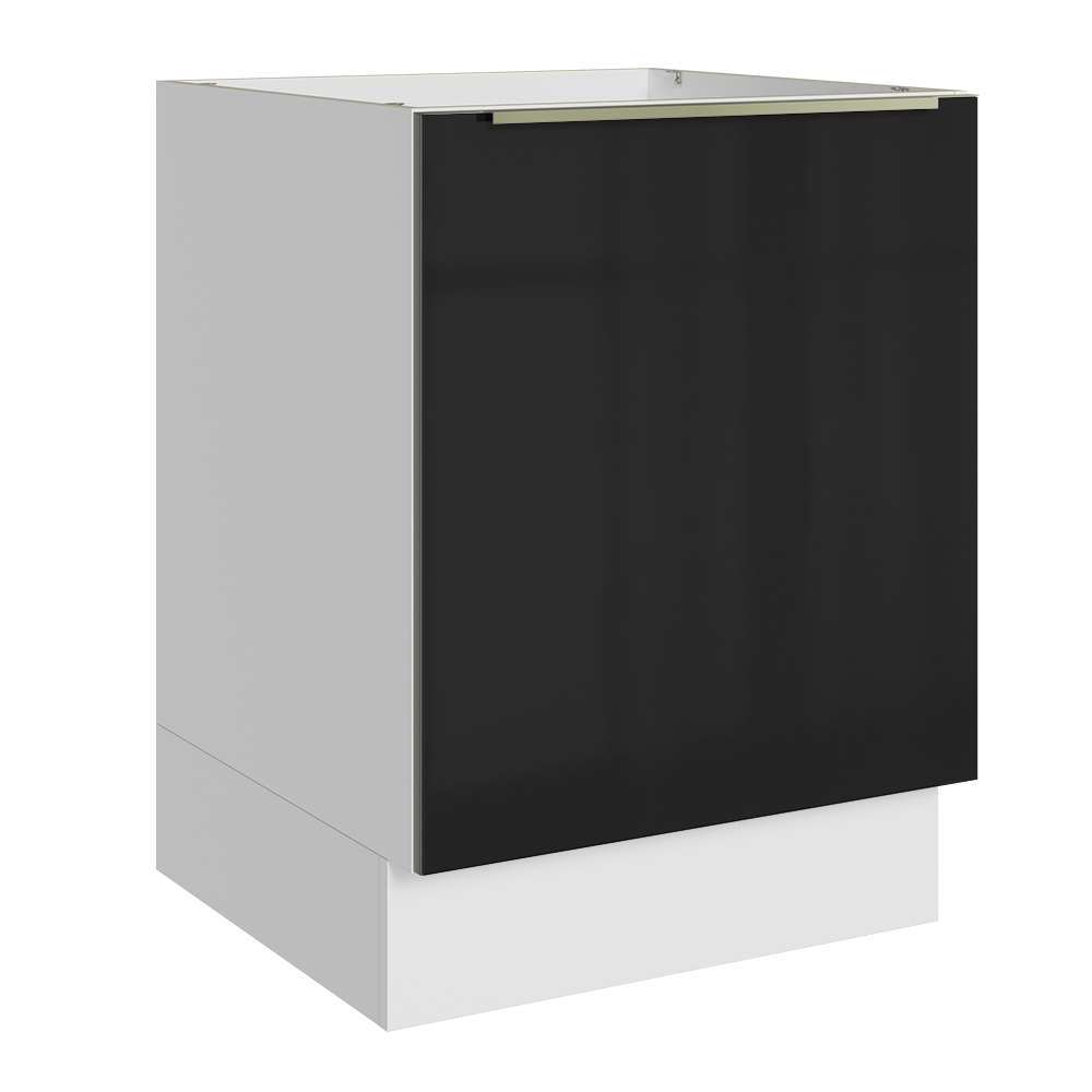 Balcão de Cozinha 60 cm 1 Porta (Sem Tampo) Branco/Preto Lux Madesa