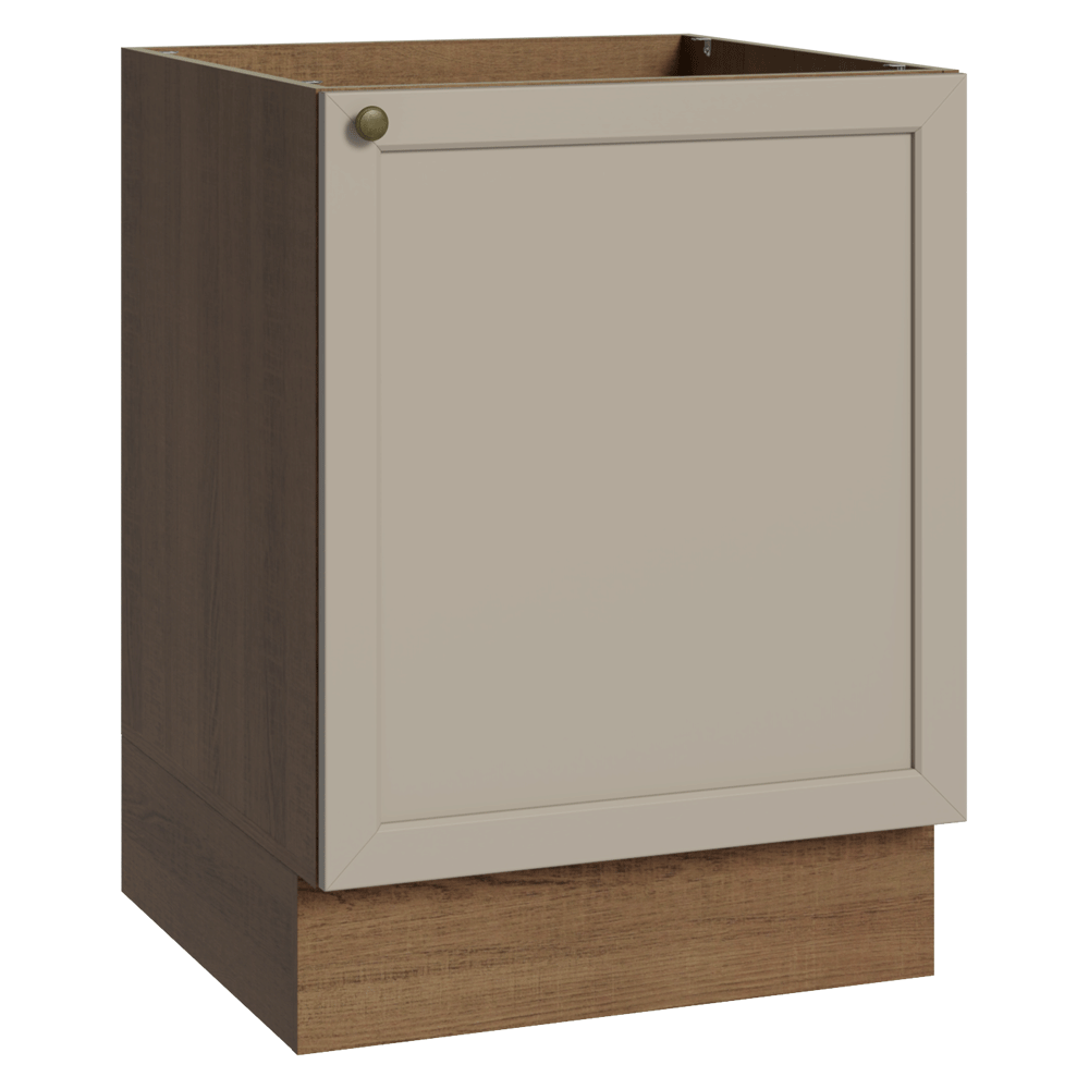 Balcão de Cozinha 60 cm 1 Porta (Sem Tampo) Rustic/Crema Vik Madesa