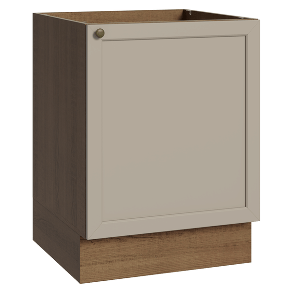 Balcão de Cozinha 60 cm 1 Porta (Sem Tampo) Rustic/Crema Vik Madesa