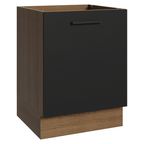 Balcão de Cozinha 60 cm 1 Porta (Sem Tampo) Rustic/Preto Agata Madesa