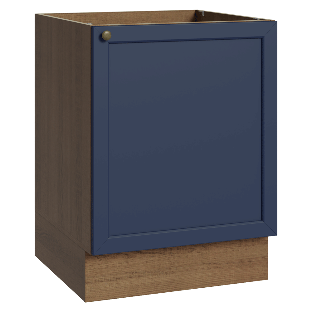 Balcão de Cozinha 60 cm 1 Porta (Sem Tampo) Rustic/Azul Vik Madesa
