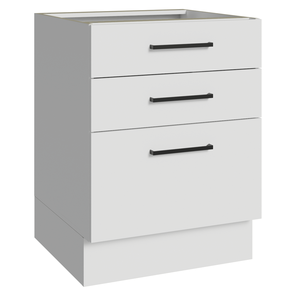 Balcão de Cozinha 60 cm 3 Gavetas (Sem Tampo) Branco Agata Madesa