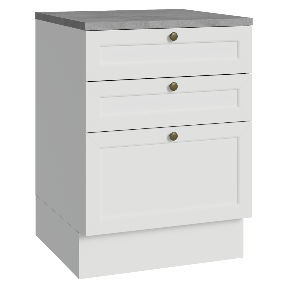 Balcão de Cozinha 60 cm 3 Gavetas Branco Vik Madesa