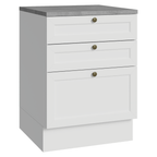 Balcão de Cozinha 60 cm 3 Gavetas Branco Vik Madesa