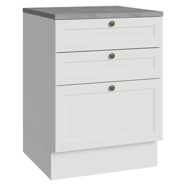 Balcão de Cozinha 60 cm 3 Gavetas Branco Vik Madesa