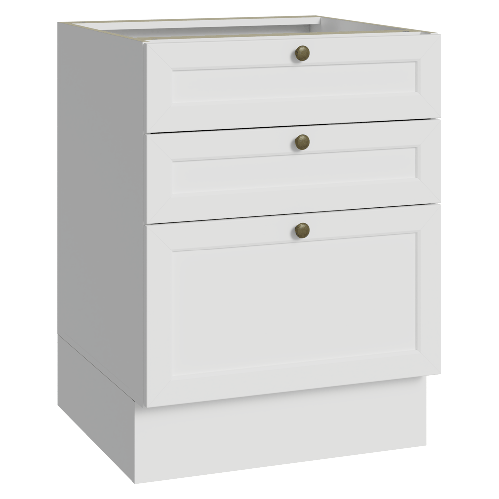 Balcão de Cozinha 60 cm 3 Gavetas (Sem Tampo) Branco Vik Madesa