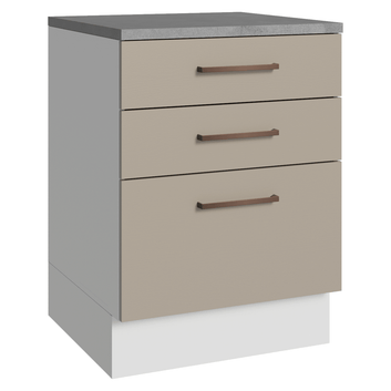Balcão 60 cm 3 Gavetas Branco/Crema Agata Madesa