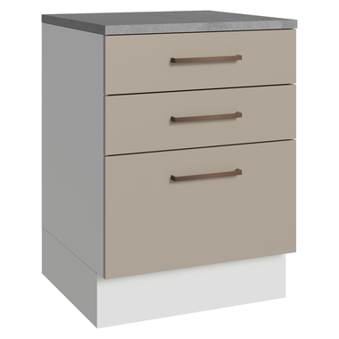 Balcão 60 cm 3 Gavetas Branco/Crema Agata Madesa
