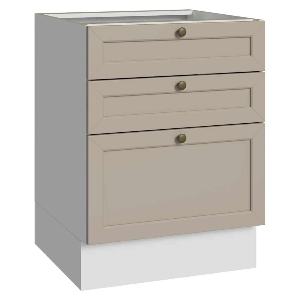 Balcão de Cozinha 60 cm 3 Gavetas (Sem Tampo) Branco/Crema Vik Madesa