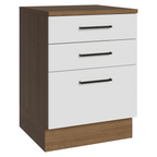 Balcão Madesa Agata 60 cm 3 Gavetas Rustic/Branco