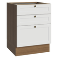 Balcão de Cozinha 60 cm 3 Gavetas (Sem Tampo) Rustic/Branco Vik Madesa
