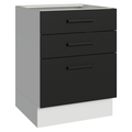 Balcão de Cozinha 60 cm 3 Gavetas (Sem Tampo) Branco/Preto Agata Madesa