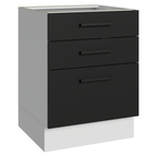Balcão de Cozinha 60 cm 3 Gavetas (Sem Tampo) Branco/Preto Agata Madesa