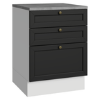 Balcão de Cozinha 60 cm 3 Gavetas Branco/Preto Vik Madesa