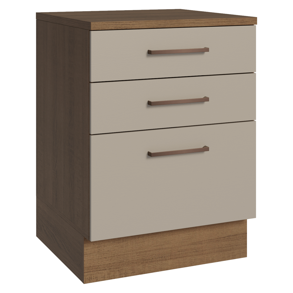 Balcão 60 cm 3 Gavetas Rustic/Crema Agata Madesa