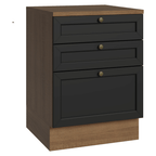 Balcão de Cozinha 60 cm 3 Gavetas Rustic/Preto Vik Madesa