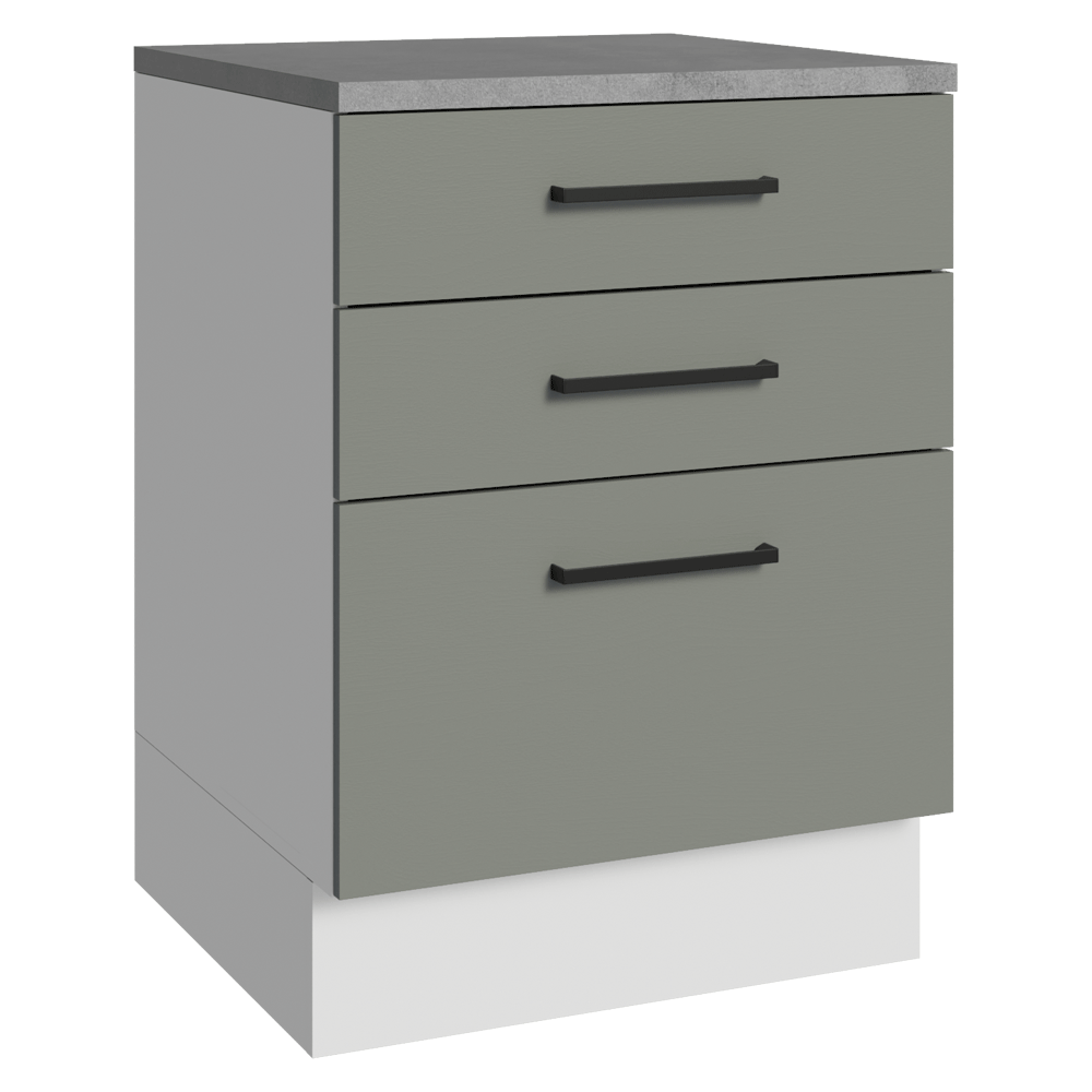 Balcão Madesa Agata 60 cm 3 Gavetas Branco/Cinza
