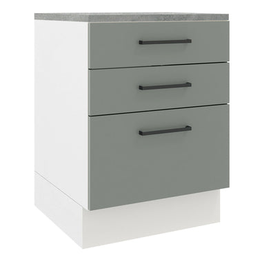 Balcão Madesa Agata 60 cm 3 Gavetas Branco/Cinza
