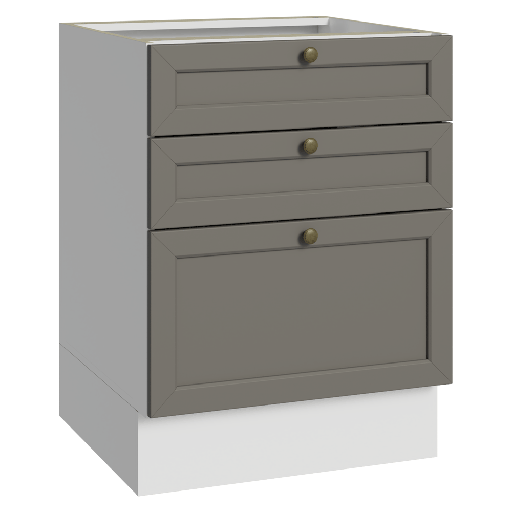 Balcão de Cozinha 60 cm 3 Gavetas (Sem Tampo) Branco/Cinza Vik Madesa
