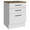 Balcão de Cozinha 60 cm 3 Gavetas Branco Tampo Rustic Agata Madesa