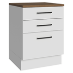 Balcão de Cozinha 60 cm 3 Gavetas Branco Tampo Rustic Agata Madesa
