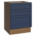Balcão de Cozinha 60 cm 3 Gavetas (Sem Tampo) Rustic/Azul Vik Madesa