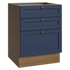 Balcão de Cozinha 60 cm 3 Gavetas (Sem Tampo) Rustic/Azul Vik Madesa