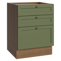 Balcão de Cozinha 60 cm 3 Gavetas (Sem Tampo) Rustic/Verde Vik Madesa