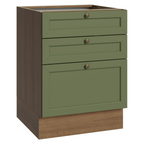 Balcão de Cozinha 60 cm 3 Gavetas (Sem Tampo) Rustic/Verde Vik Madesa