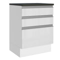 Balcão Madesa Acordes 100% MDF 60 cm 3 Gavetas Frentes Branco Brilho