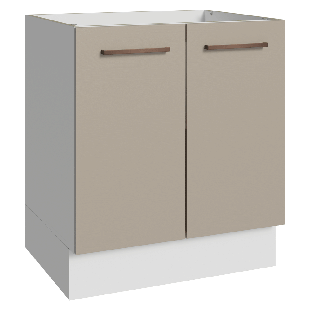 Balcão de Cozinha 70 cm 2 Portas (Sem Tampo) Branco/Crema Agata Madesa