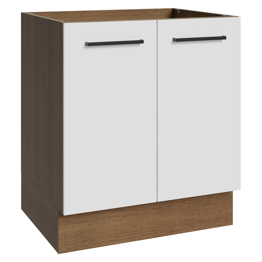 Balcão de Cozinha 70 cm 2 Portas (Sem Tampo) Rustic/Branco Agata Madesa