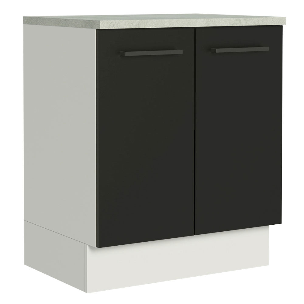 Balcão de Cozinha Madesa Agata 70 cm 2 Portas Branco/Preto