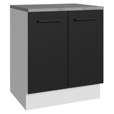 Balcão de Cozinha Madesa Agata 70 cm 2 Portas Branco/Preto