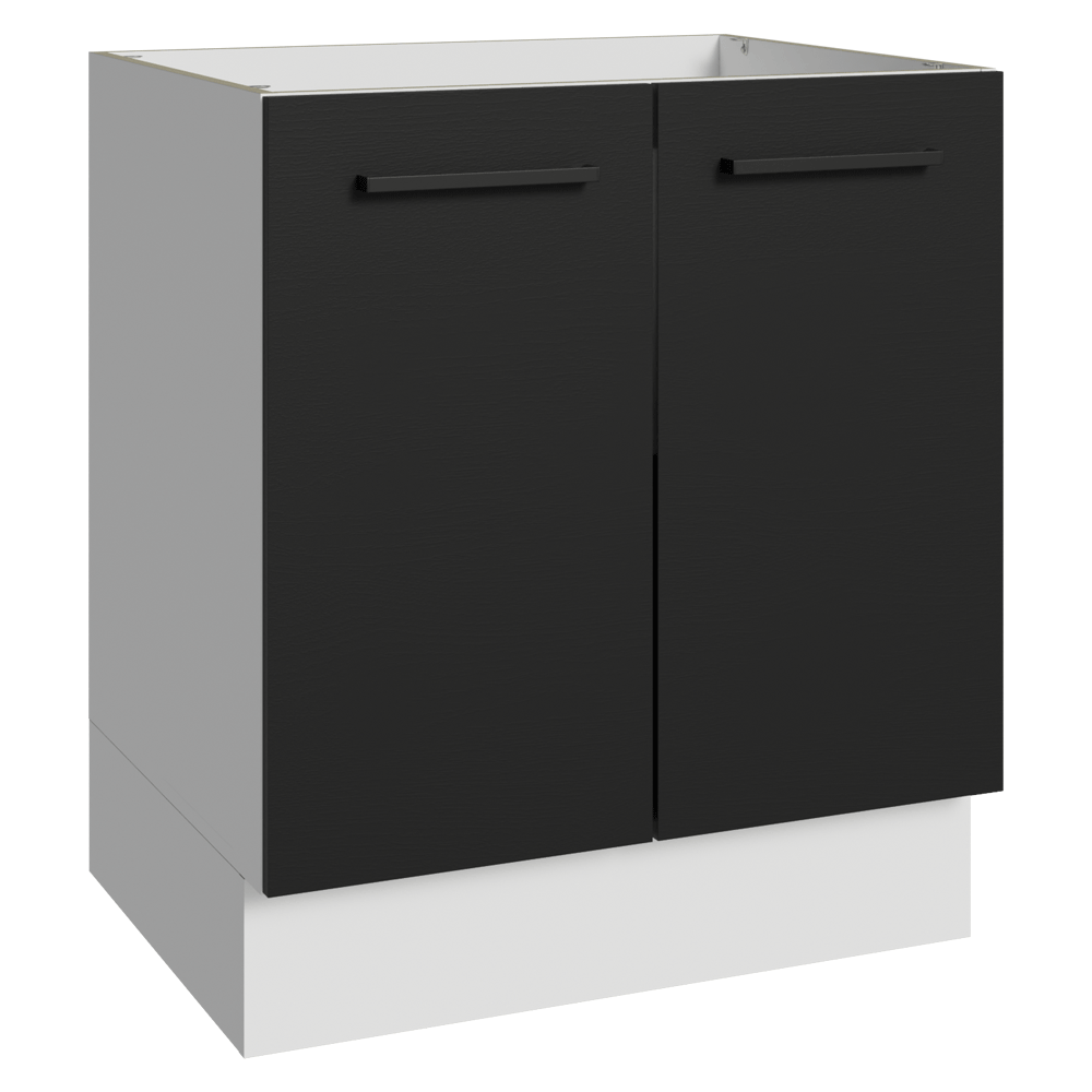 Balcão de Cozinha 70 cm 2 Portas (Sem Tampo) Branco/Preto Agata Madesa