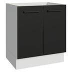 Balcão de Cozinha 70 cm 2 Portas (Sem Tampo) Branco/Preto Agata Madesa