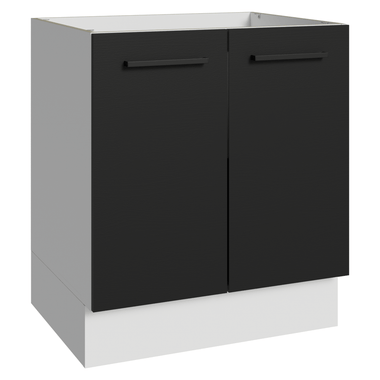Balcão de Cozinha 70 cm 2 Portas (Sem Tampo) Branco/Preto Agata Madesa