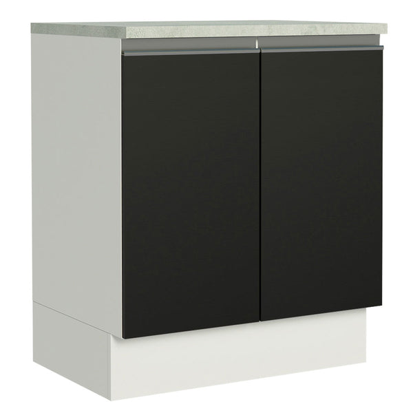 Balcão de Cozinha Madesa Glamy 70 cm 2 Portas Branco/Preto