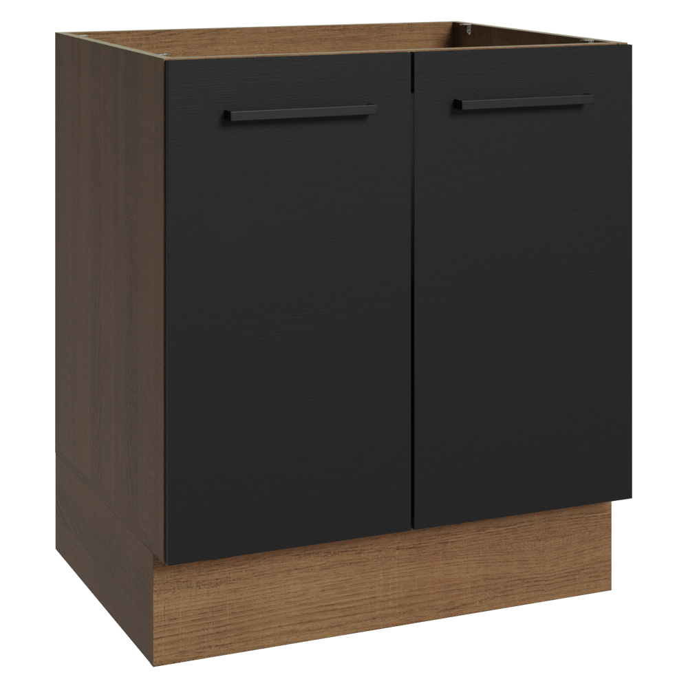 Balcão de Cozinha 70 cm 2 Portas (Sem Tampo) Rustic/Preto Agata Madesa