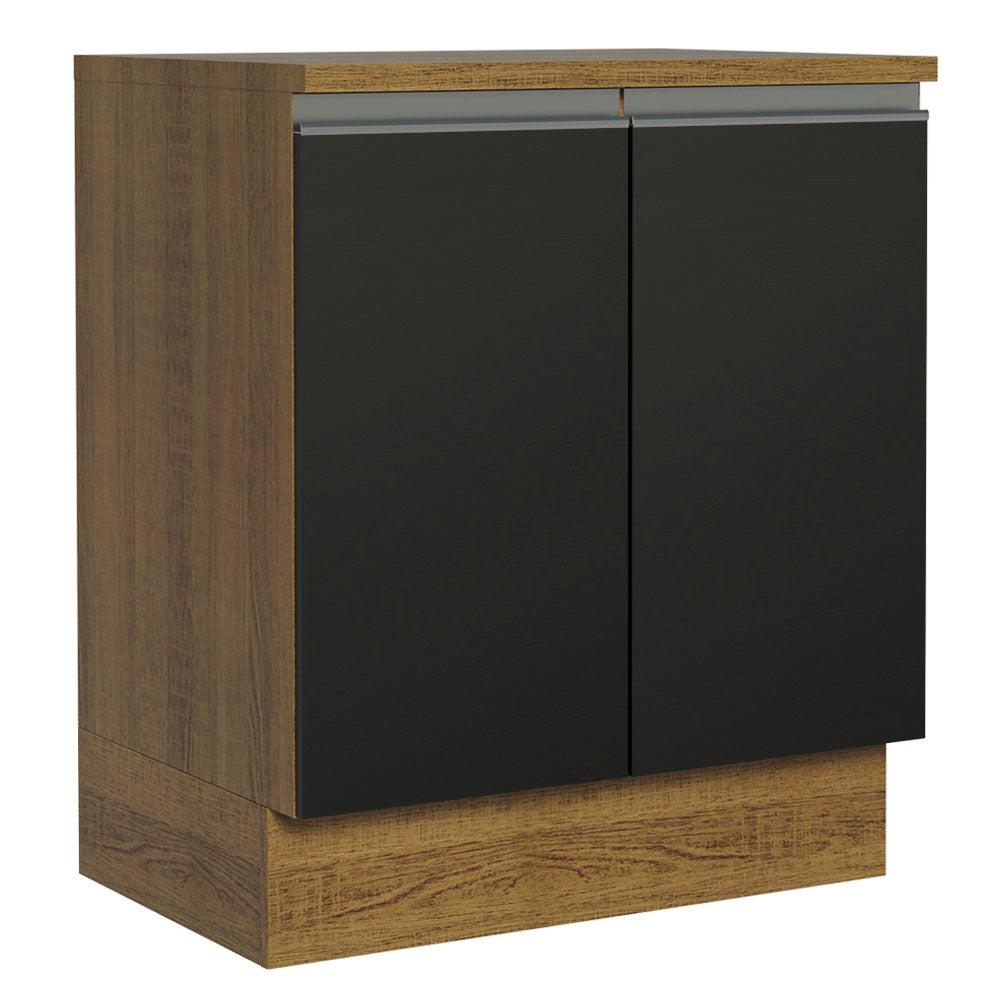 Balcão de Cozinha Madesa Glamy 70 cm 2 Portas Rustic/Preto