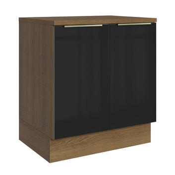 Balcão de Cozinha 70 cm 2 Portas Rustic/Preto Lux Madesa