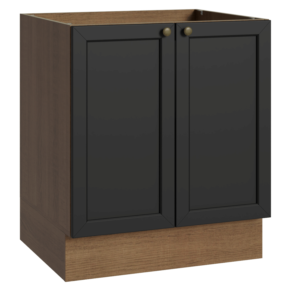 Balcão de Cozinha 70 cm 2 Portas (Sem Tampo) Rustic/Preto Vik Madesa