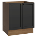Balcão de Cozinha 70 cm 2 Portas (Sem Tampo) Rustic/Preto Vik Madesa