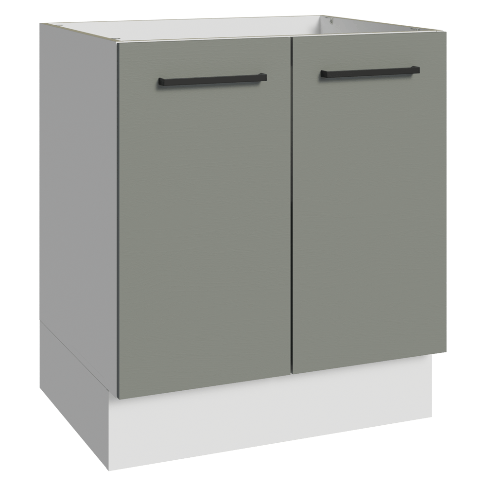 Balcão de Cozinha 70 cm 2 Portas (Sem Tampo) Branco/Cinza Agata Madesa