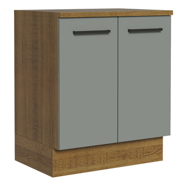 Balcão de Cozinha Madesa Agata 70 cm 2 Portas Rustic/Cinza