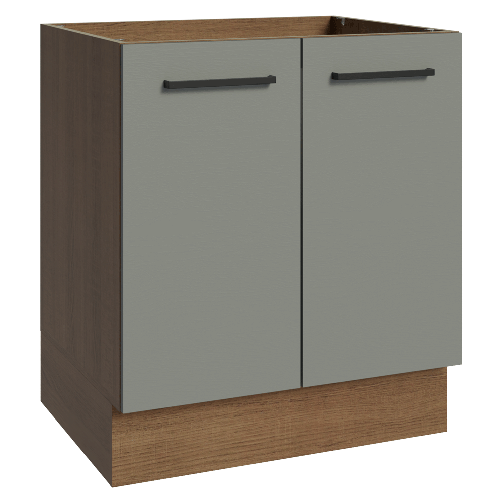 Balcão de Cozinha 70 cm 2 Portas (Sem Tampo) Rustic/Cinza Agata Madesa