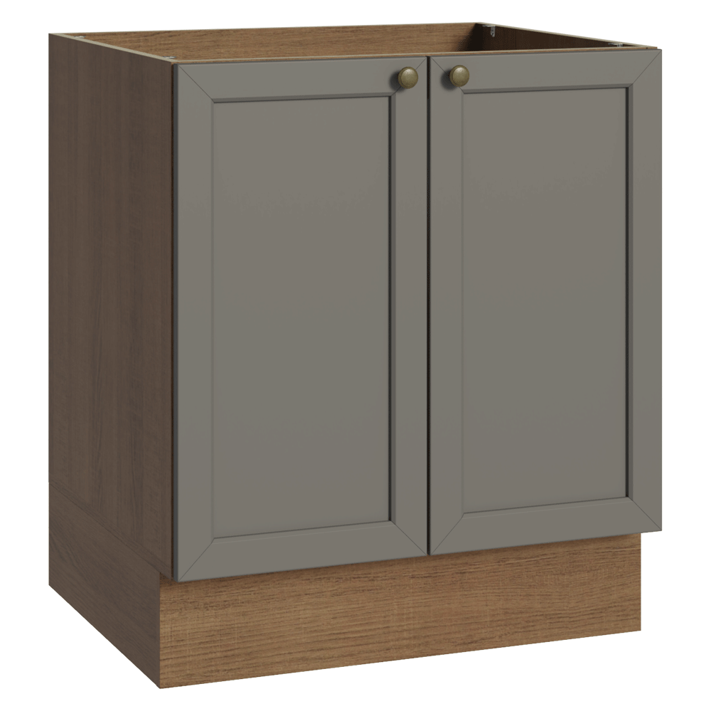 Balcão de Cozinha 70 cm 2 Portas (Sem Tampo) Rustic/Cinza Vik Madesa